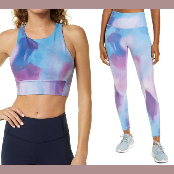 NWT‎ 2PC Zella [ S ] Live In Racerback Bra + High Waist Ankle Leggings Blue - Picture 1 of 14